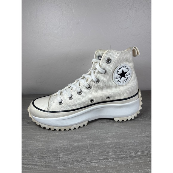 Converse Run Star Hike Hi Top Platform Sneakers Tonal Marble Egret Womens Sz 7 - Picture 6 of 9